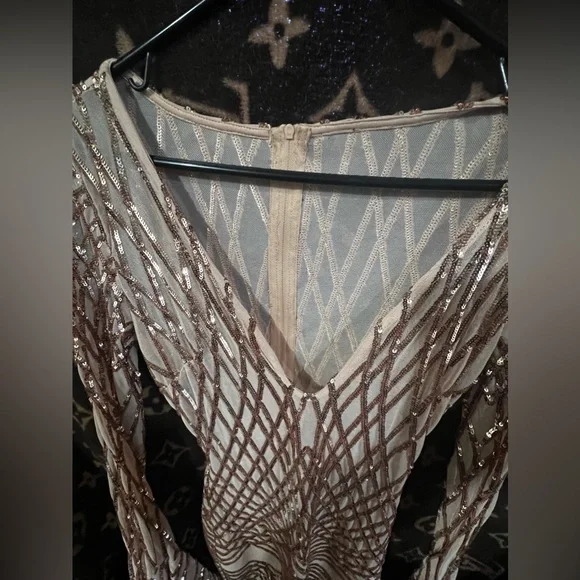 Javoni Dress sequin,mesh and sparkles dress size M gold - Picture 6 of 12